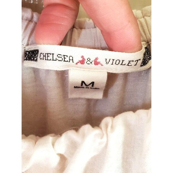 Chelsea & Violet Womens Dress Cream M Off-Shoulder Boho Sheath - Picture 3 of 6